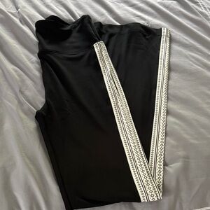 Black Leggings with White Patterned Stripe